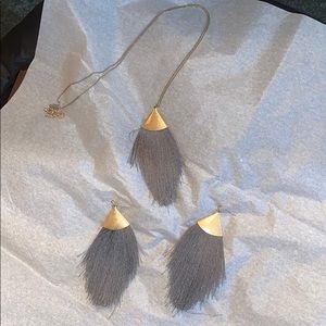 Gray Tassel Necklace and Earrings